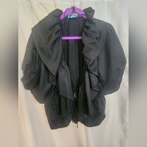 Simply Vera Wang Black Tie Closure Ruffle Top Large